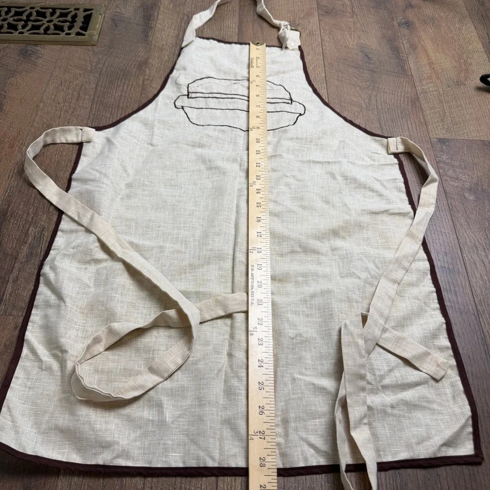 Vintage‎ Handmade Vintage Cheeseburger Applique Linen Apron Novelty Folk Art
